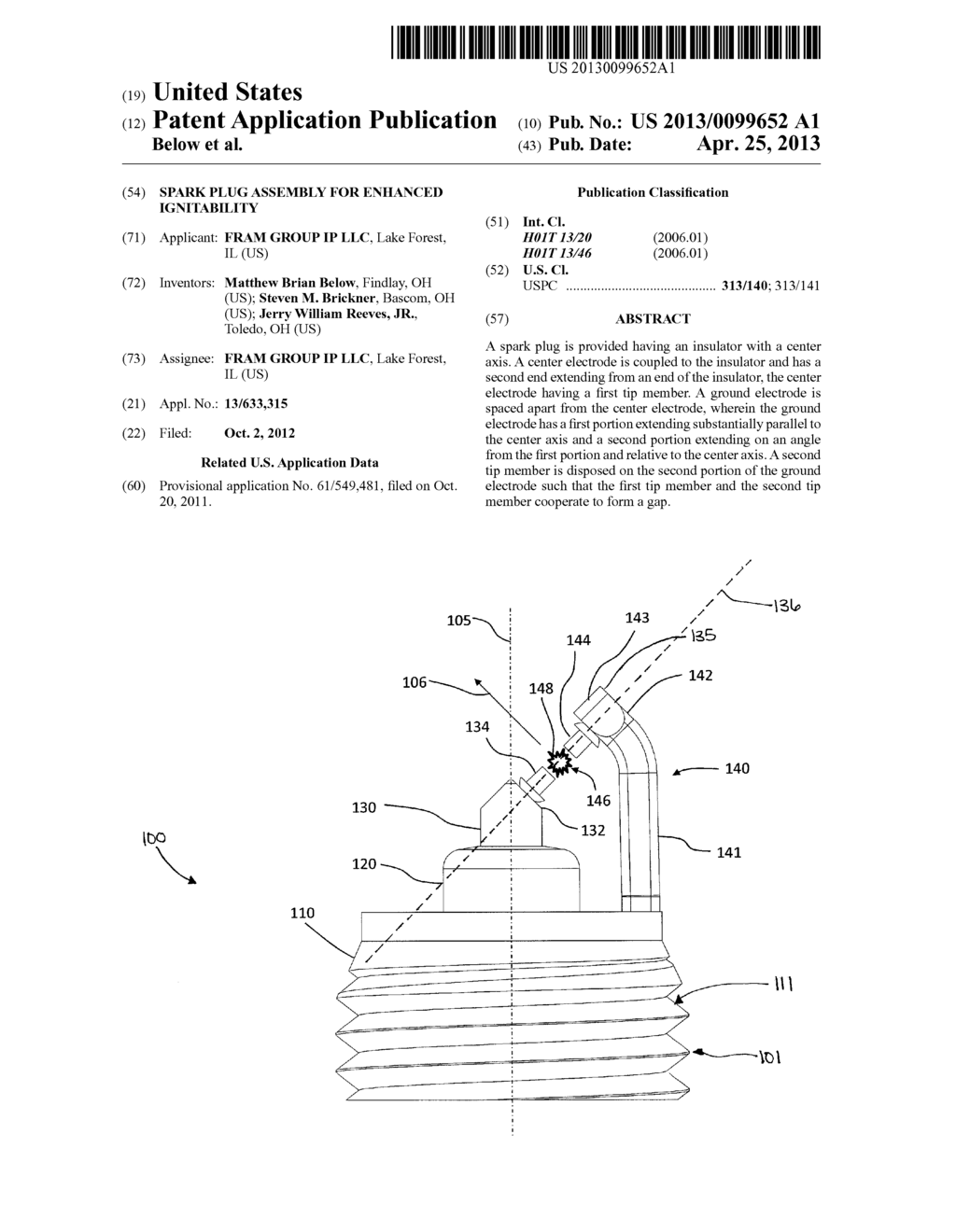 SPARK PLUG ASSEMBLY FOR ENHANCED IGNITABILITY - diagram, schematic, and image 01