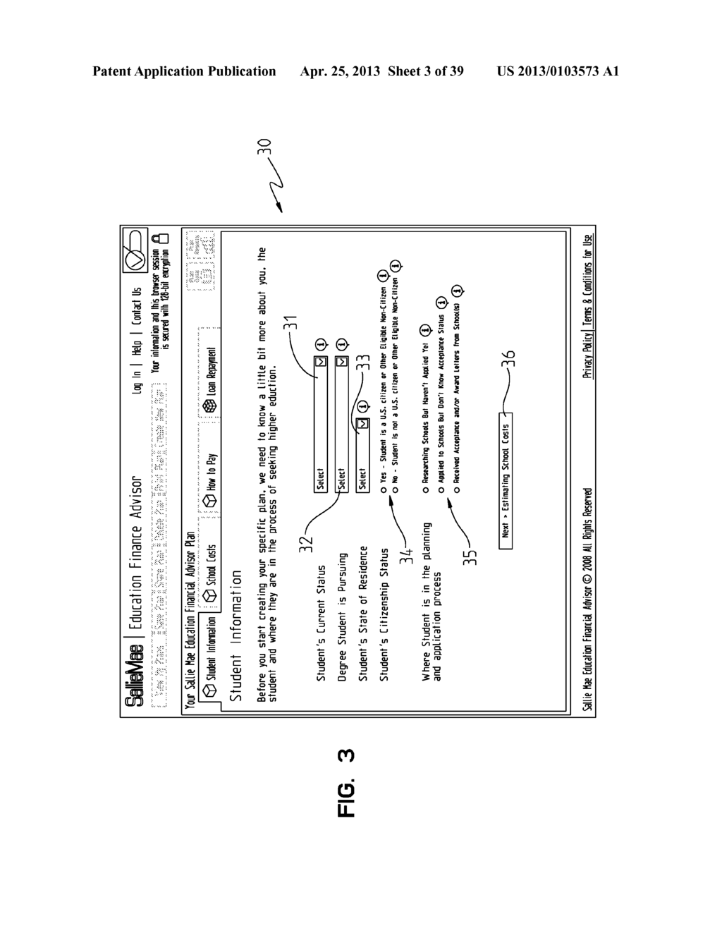 METHOD AND APPARATUS FOR EDUCATIONAL FINANCIAL PLANNING - diagram, schematic, and image 04