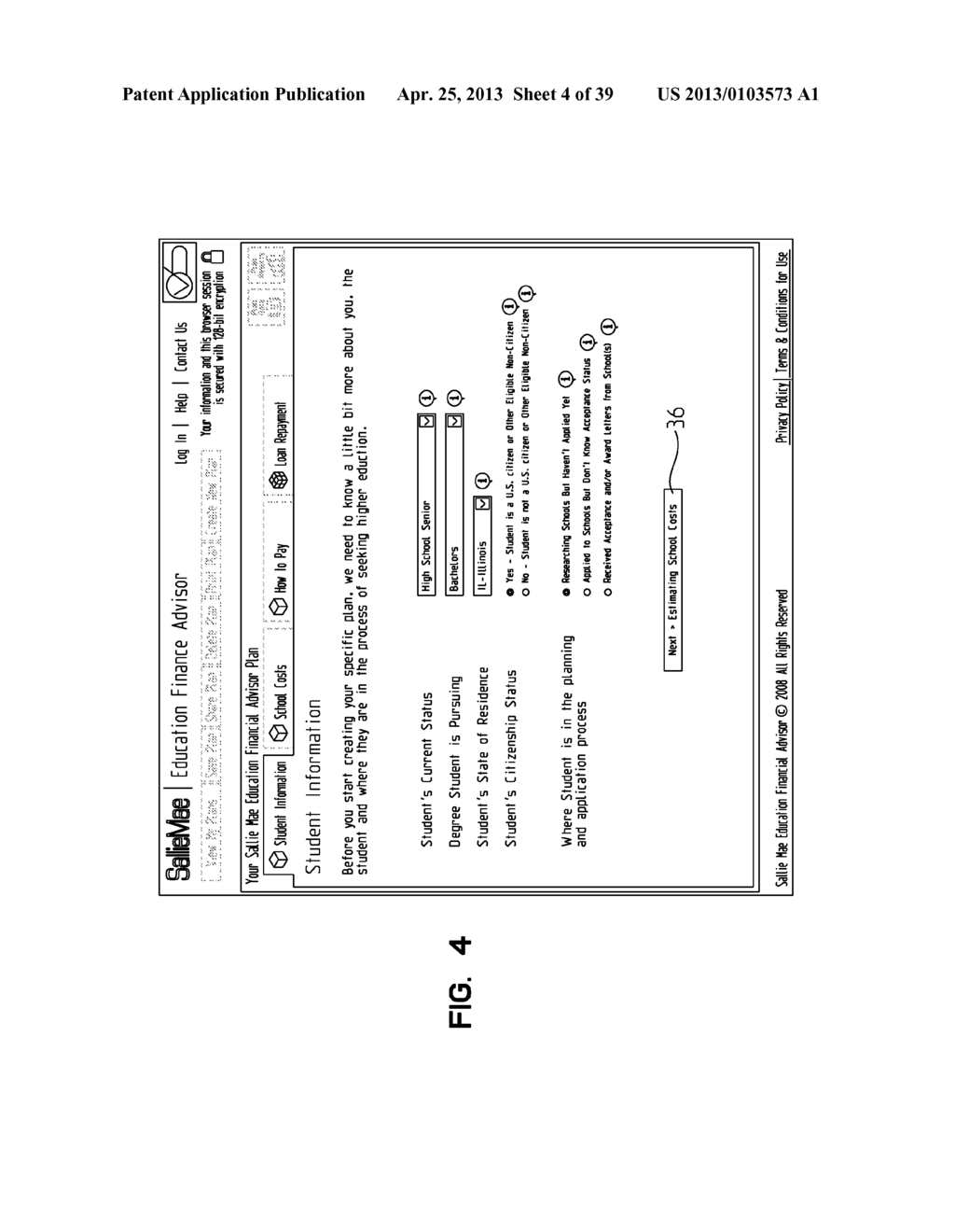 METHOD AND APPARATUS FOR EDUCATIONAL FINANCIAL PLANNING - diagram, schematic, and image 05