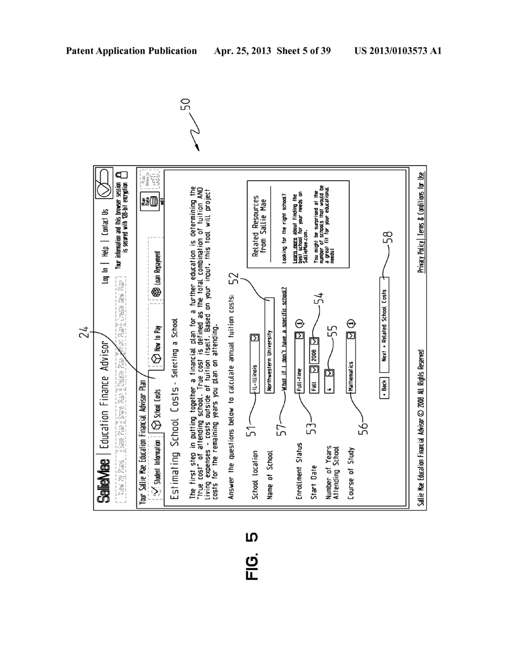 METHOD AND APPARATUS FOR EDUCATIONAL FINANCIAL PLANNING - diagram, schematic, and image 06