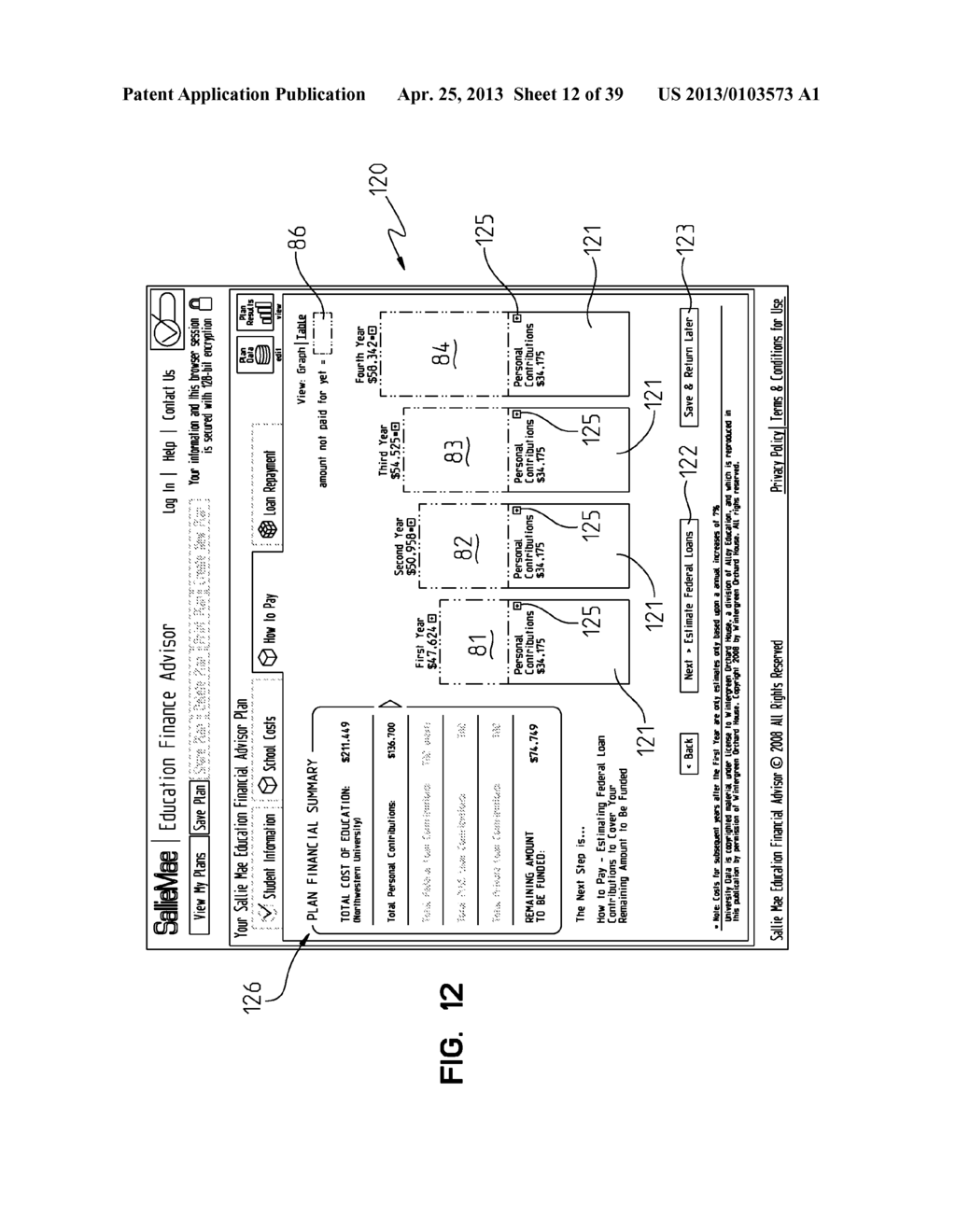 METHOD AND APPARATUS FOR EDUCATIONAL FINANCIAL PLANNING - diagram, schematic, and image 13