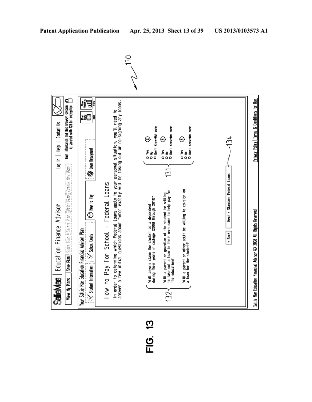 METHOD AND APPARATUS FOR EDUCATIONAL FINANCIAL PLANNING - diagram, schematic, and image 14