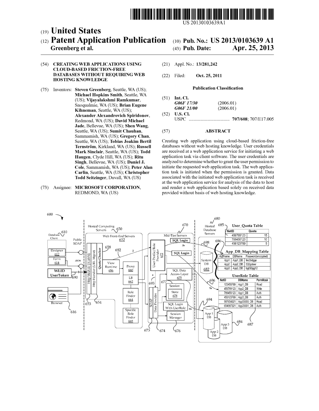 CREATING WEB APPLICATIONS USING CLOUD-BASED FRICTION-FREE DATABASES     WITHOUT REQUIRING WEB HOSTING KNOWLEDGE - diagram, schematic, and image 01