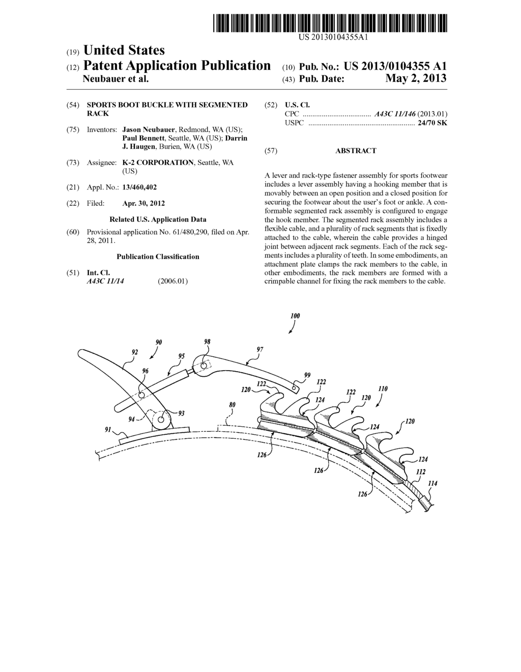 SPORTS BOOT BUCKLE WITH SEGMENTED RACK - diagram, schematic, and image 01