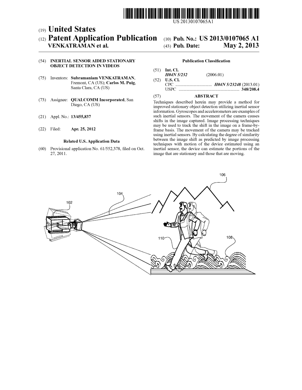 INERTIAL SENSOR AIDED STATIONARY OBJECT DETECTION IN VIDEOS - diagram, schematic, and image 01