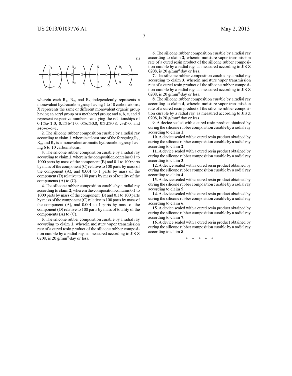 SILICONE RUBBER COMPOSITION CURABLE BY RADIAL RAY - diagram, schematic, and image 08