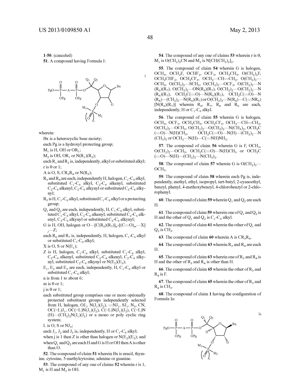 MODIFIED 5' DIPHOSPHATE NUCLEOSIDES AND OLIGOMERIC COMPOUNDS PREPARED     THEREFROM - diagram, schematic, and image 49