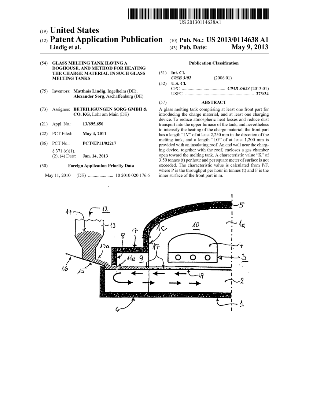 GLASS MELTING TANK HAVING A DOGHOUSE, AND METHOD FOR HEATING THE CHARGE     MATERIAL IN SUCH GLASS MELTING TANKS - diagram, schematic, and image 01