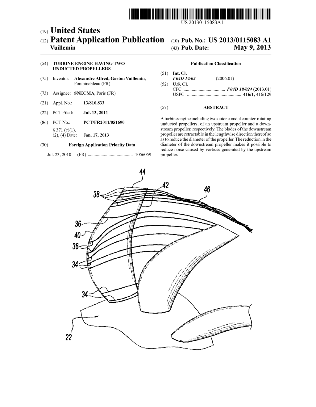 TURBINE ENGINE HAVING TWO UNDUCTED PROPELLERS - diagram, schematic, and image 01