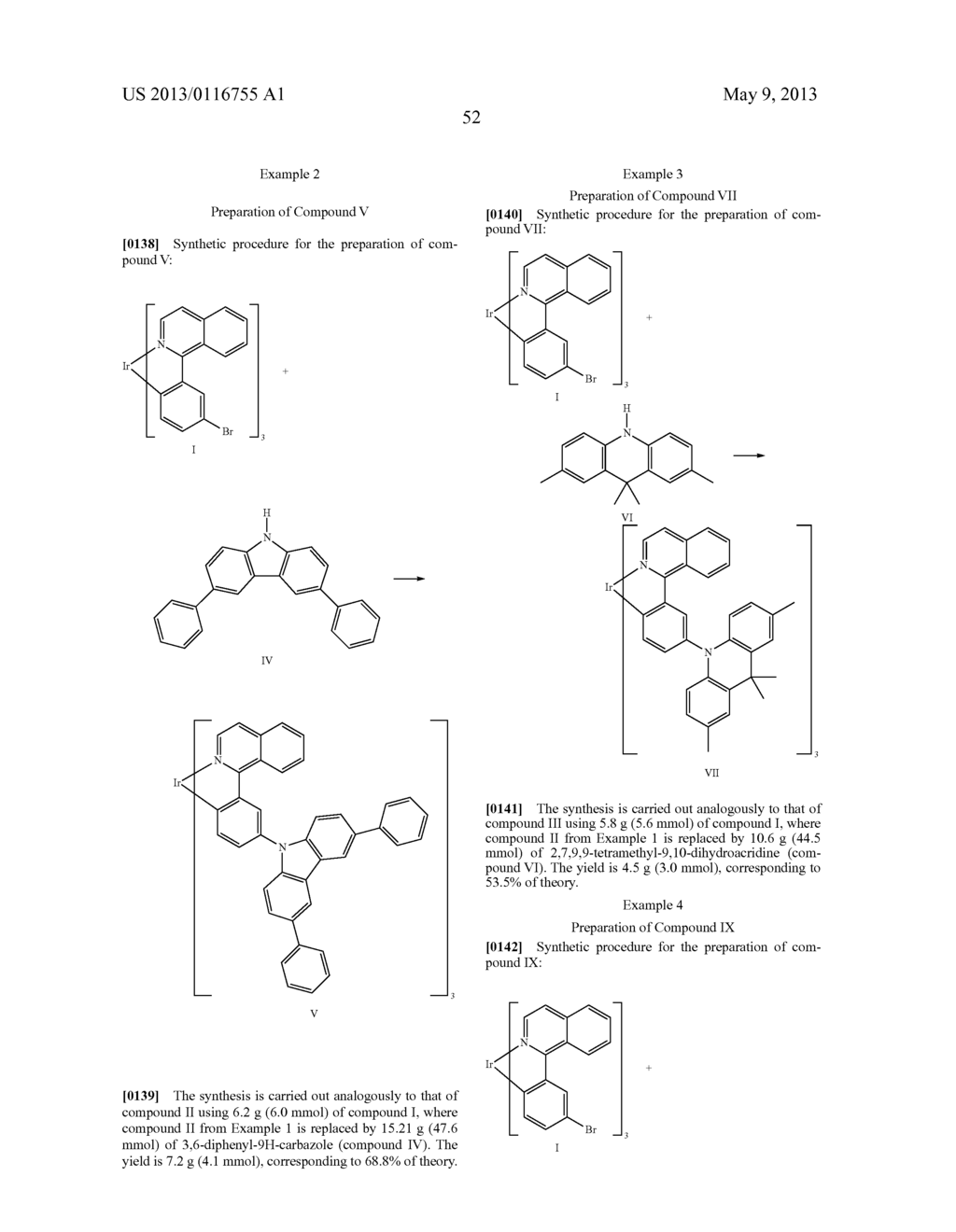 METAL COMPLEXES WITH ORGANIC LIGANDS AND USE THEREOF IN OLEDS - diagram, schematic, and image 53