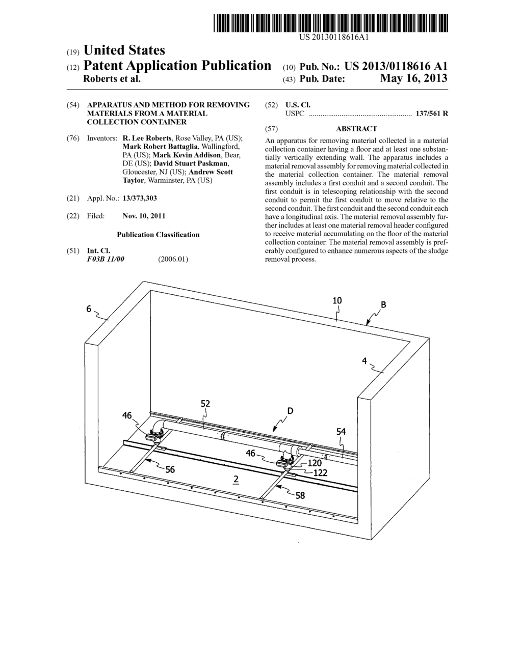 Apparatus and method for removing materials from a material collection     container - diagram, schematic, and image 01