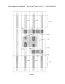 Integrated Circuit Including Gate Electrode Level Region Including     Cross-Coupled Transistors Having Gate Contacts Located Over Inner Portion     of Gate Electrode Level Region and Offset Gate Level Feature Line Ends diagram and image