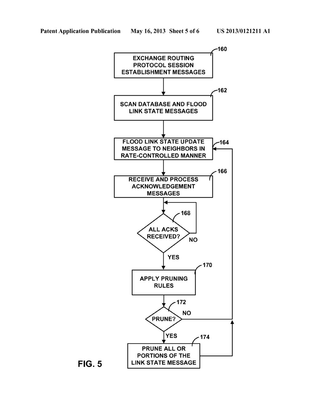 FLOODING-BASED ROUTING PROTOCOL HAVING DATABASE PRUNING AND     RATE-CONTROLLED STATE REFRESH - diagram, schematic, and image 06