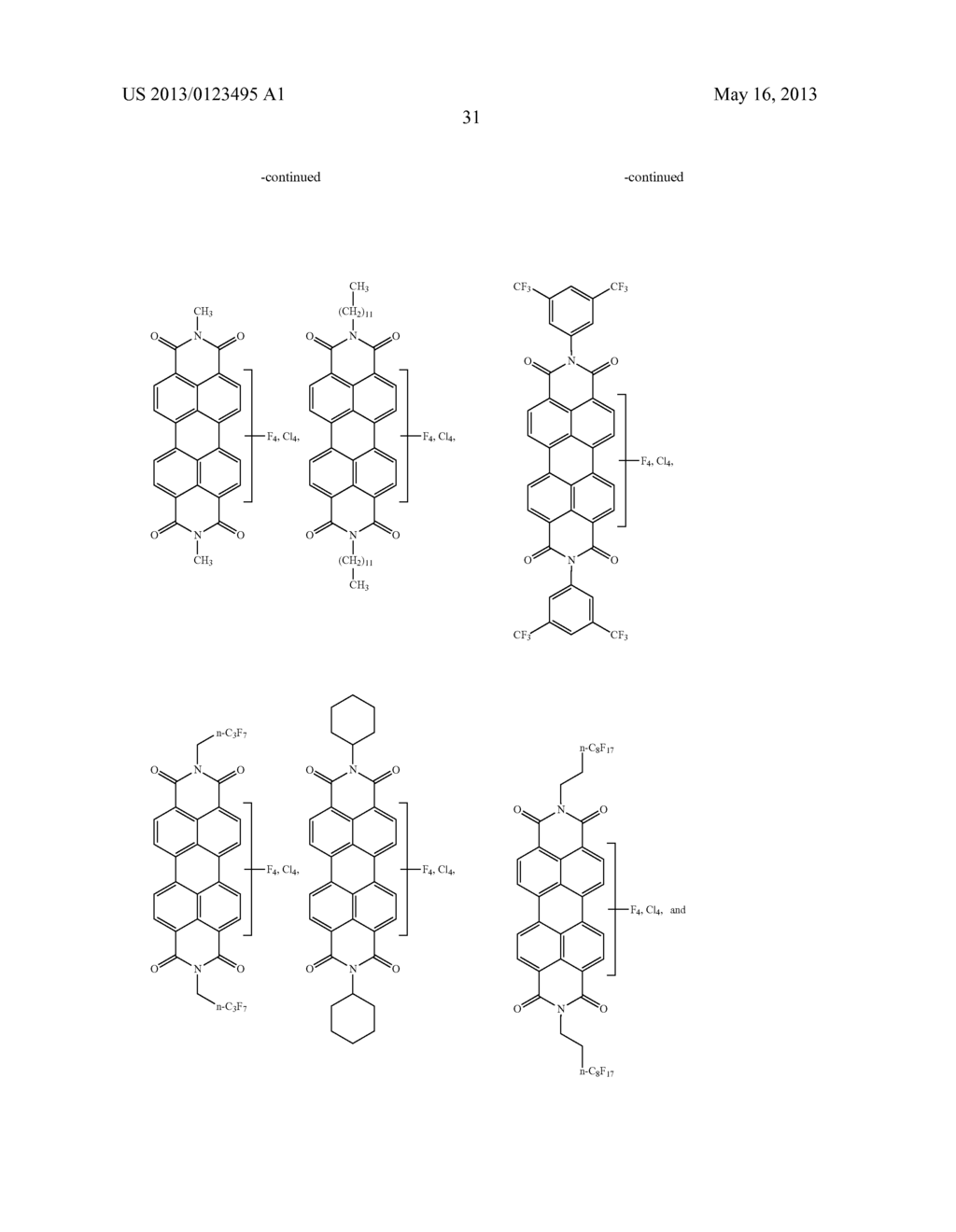 HALOGEN-CONTAINING PERYLENETETRACARBOXYLIC ACID DERIVATIVES AND THE USE     THEREOF - diagram, schematic, and image 32