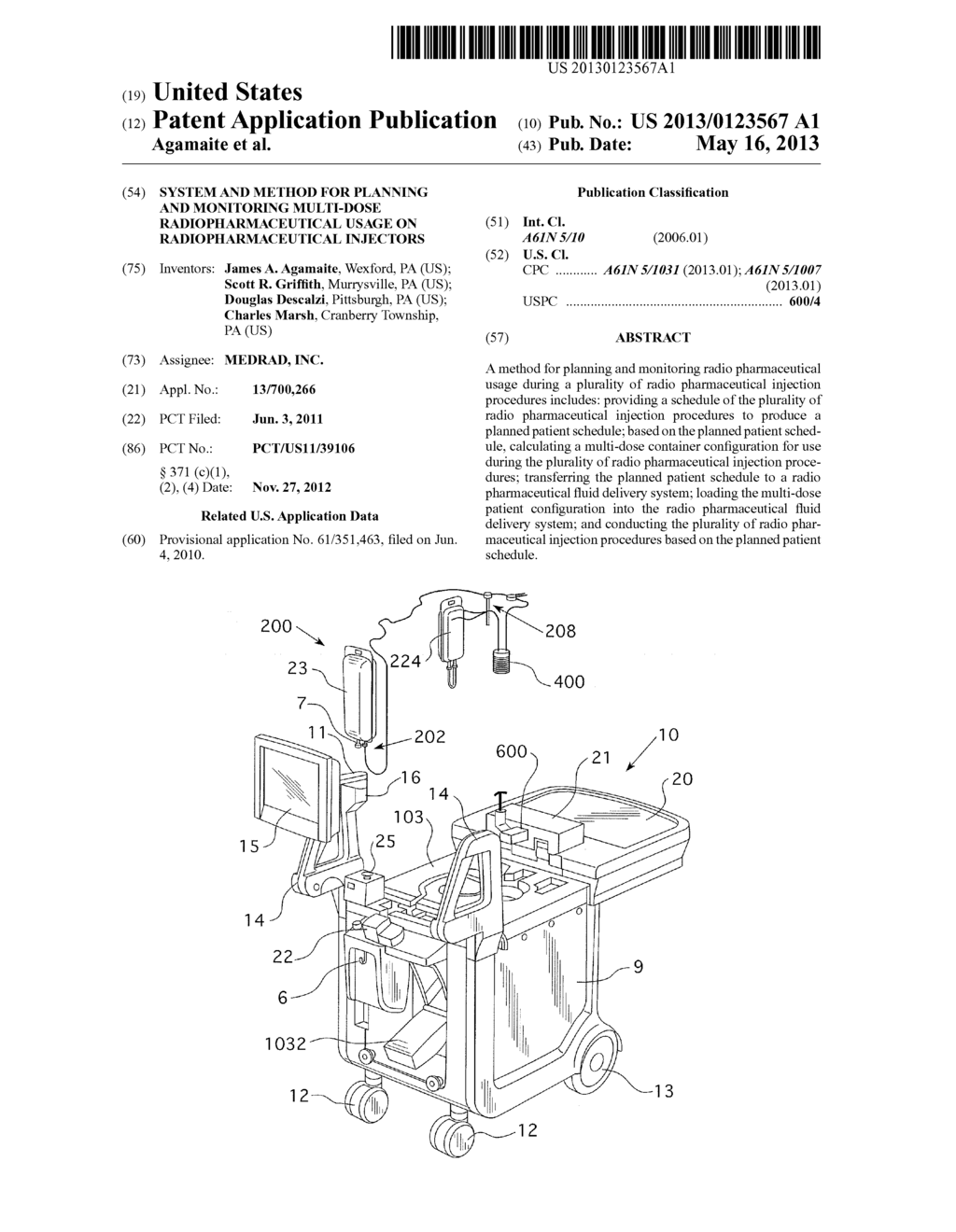 System and Method for Planning and Monitoring Multi-Dose     Radiopharmaceutical Usage on Radiopharmaceutical Injectors - diagram, schematic, and image 01