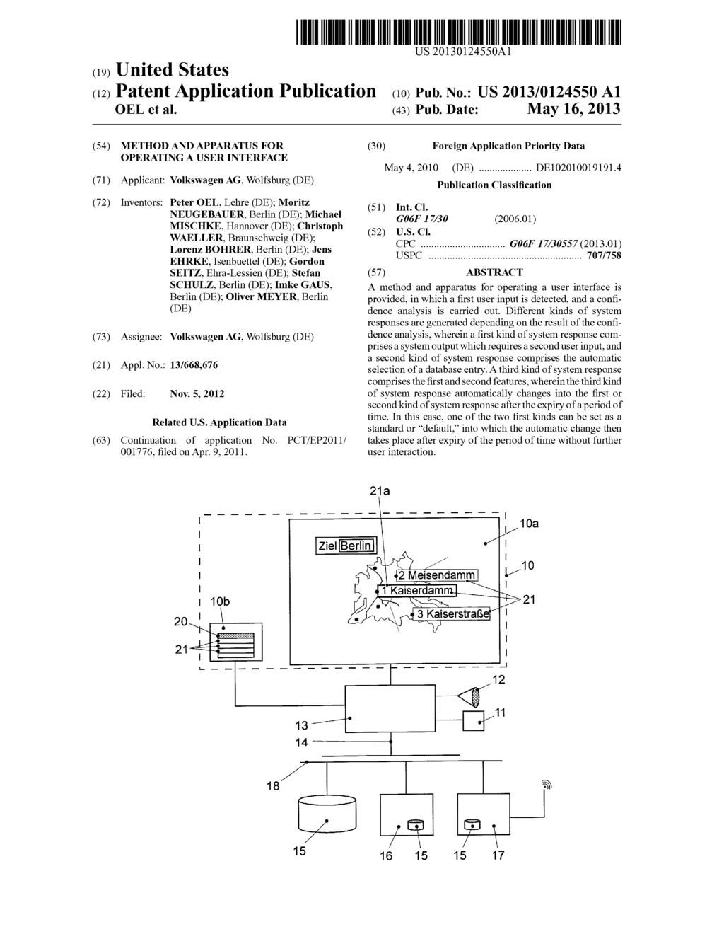 METHOD AND APPARATUS FOR OPERATING A USER INTERFACE - diagram, schematic, and image 01