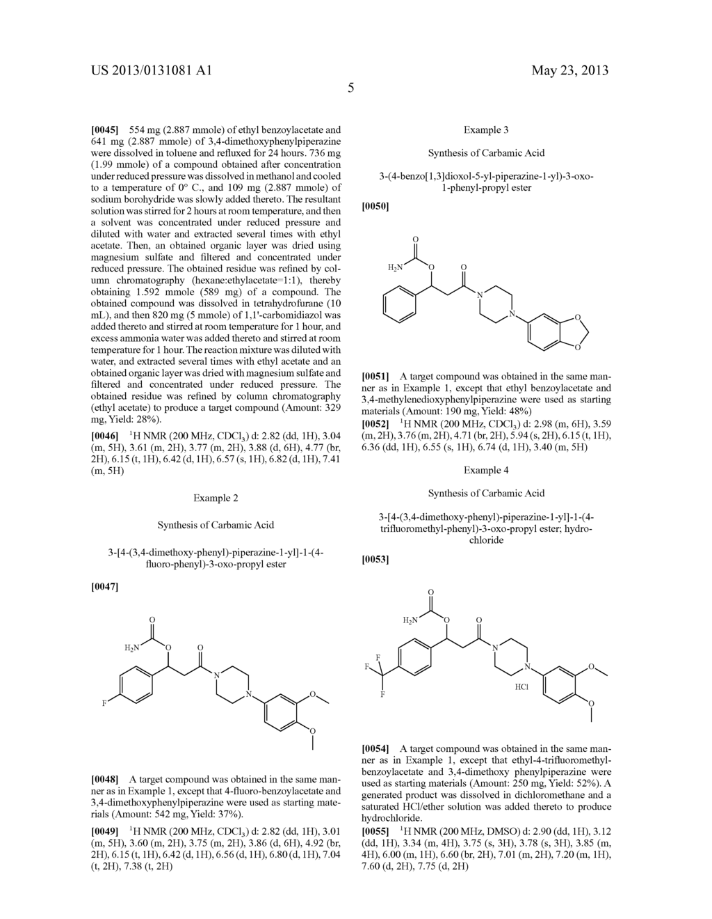 PHARMACEUTICAL COMPOSITIONS INCLUDING CARBAMOYLOXY ARYLALKANOYL     ARYLPIPERAZINE COMPOUND - diagram, schematic, and image 09
