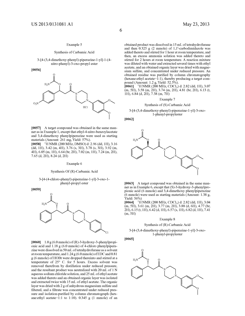 PHARMACEUTICAL COMPOSITIONS INCLUDING CARBAMOYLOXY ARYLALKANOYL     ARYLPIPERAZINE COMPOUND - diagram, schematic, and image 10