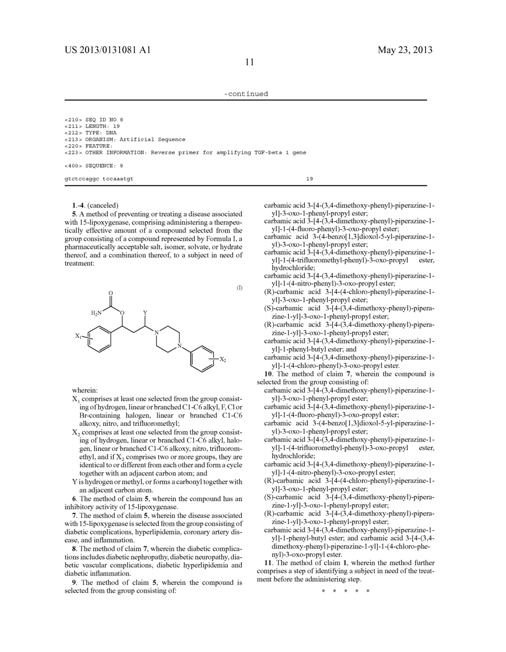 PHARMACEUTICAL COMPOSITIONS INCLUDING CARBAMOYLOXY ARYLALKANOYL     ARYLPIPERAZINE COMPOUND - diagram, schematic, and image 15