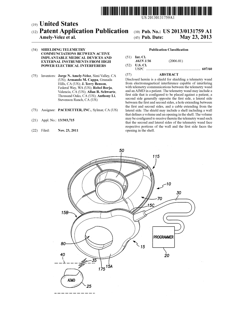 SHIELDING TELEMETRY COMMUNCIATIONS BETWEEN ACTIVE IMPLANTABLE MEDICAL     DEVICES AND EXTERNAL INSTRUMENTS FROM HIGH POWER ELECTRICAL INTERFERERS - diagram, schematic, and image 01