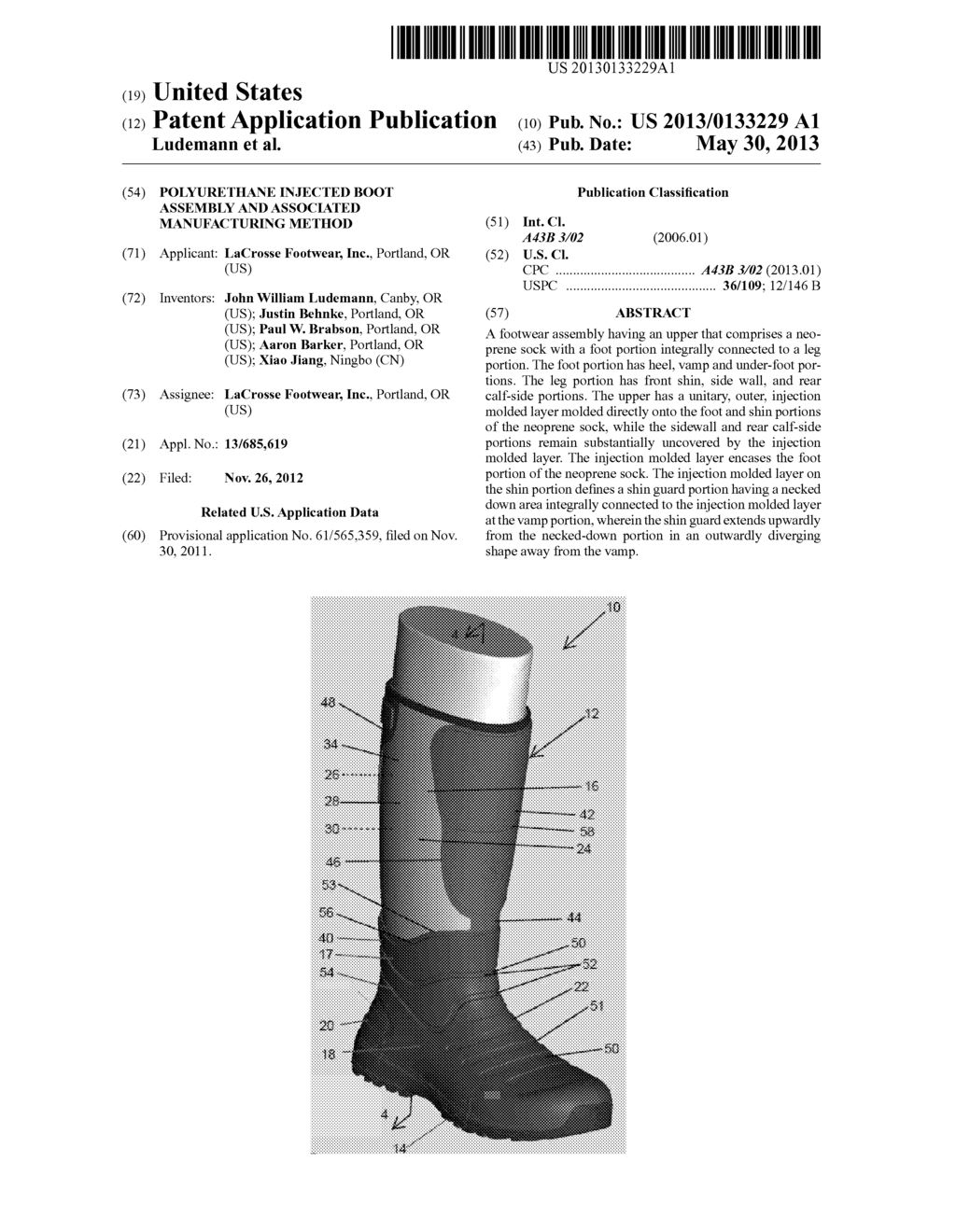 POLYURETHANE INJECTED BOOT ASSEMBLY AND ASSOCIATED MANUFACTURING METHOD - diagram, schematic, and image 01