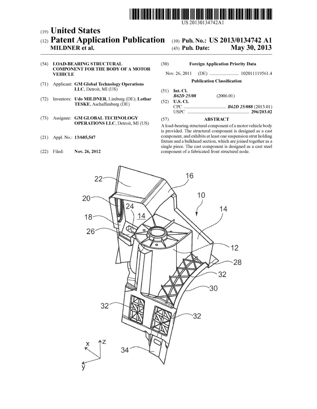 LOAD-BEARING STRUCTURAL COMPONENT FOR THE BODY OF A MOTOR VEHICLE - diagram, schematic, and image 01