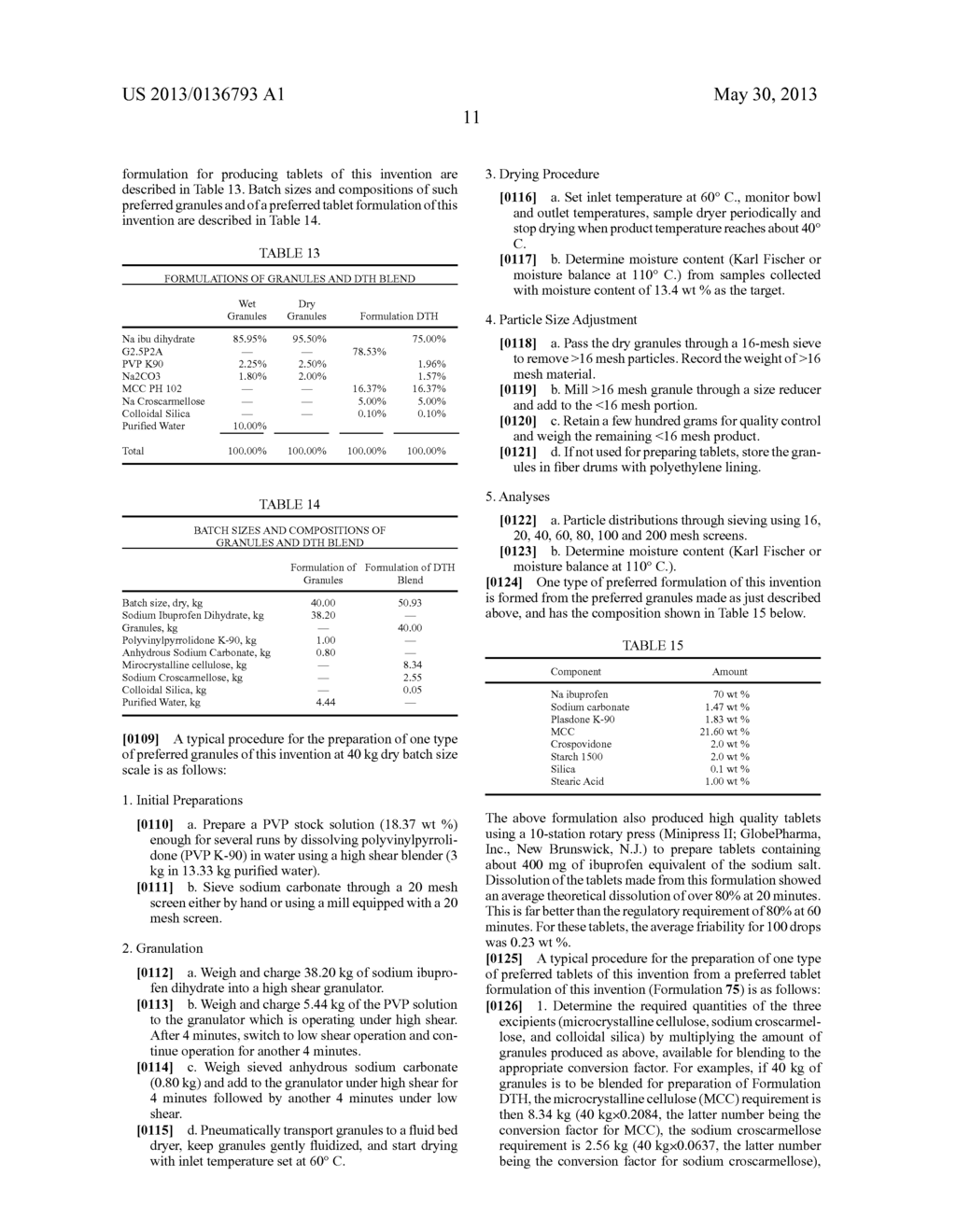 High Content Sodium Ibuprofen Granules, Their Preparation and Their Use in     Preparing Non-Effervescent Solid Dosage Forms - diagram, schematic, and image 29