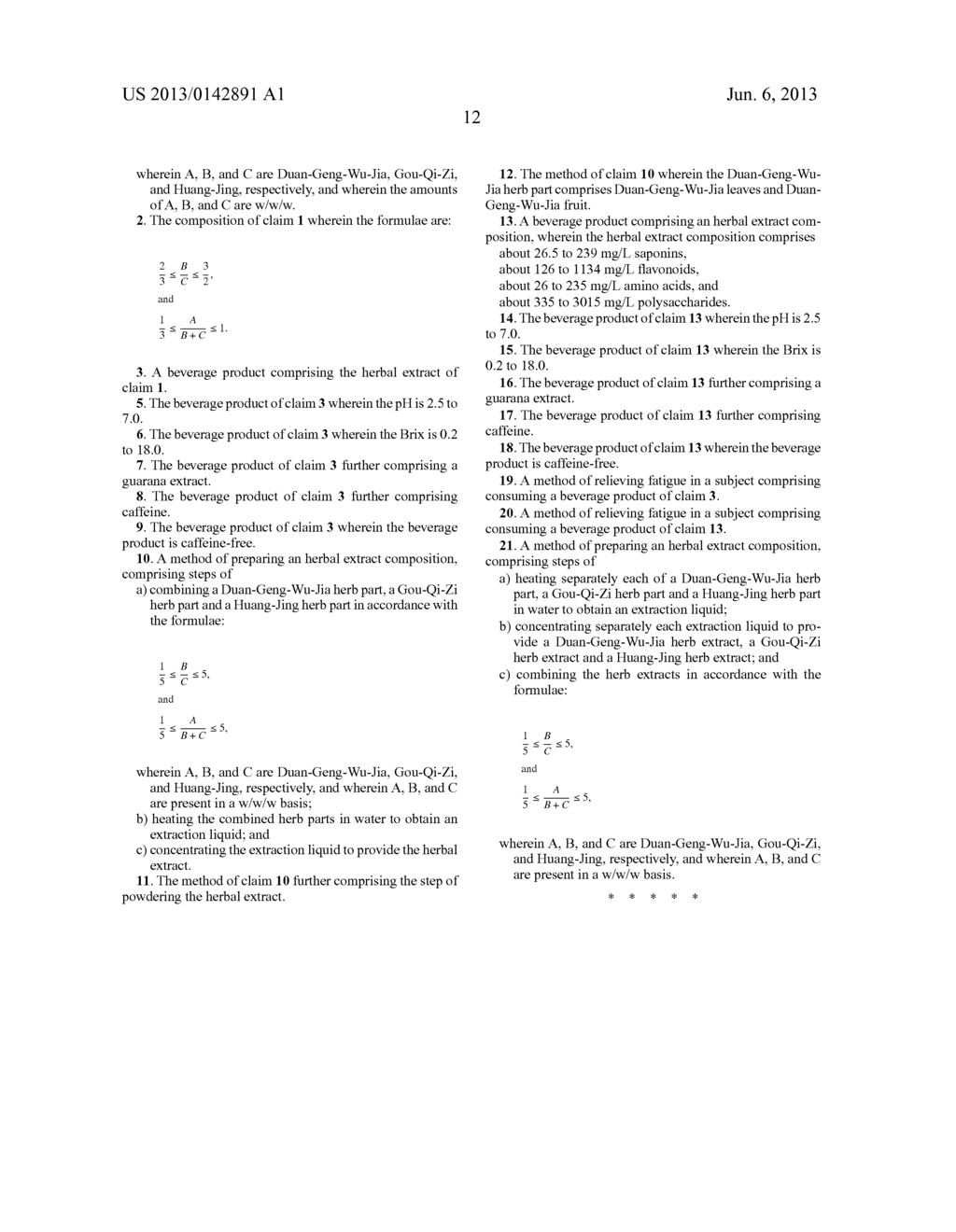 FATIGUE-RELIEVING HERBAL EXTRACTS AND BEVERAGES COMPRISING THE SAME - diagram, schematic, and image 20