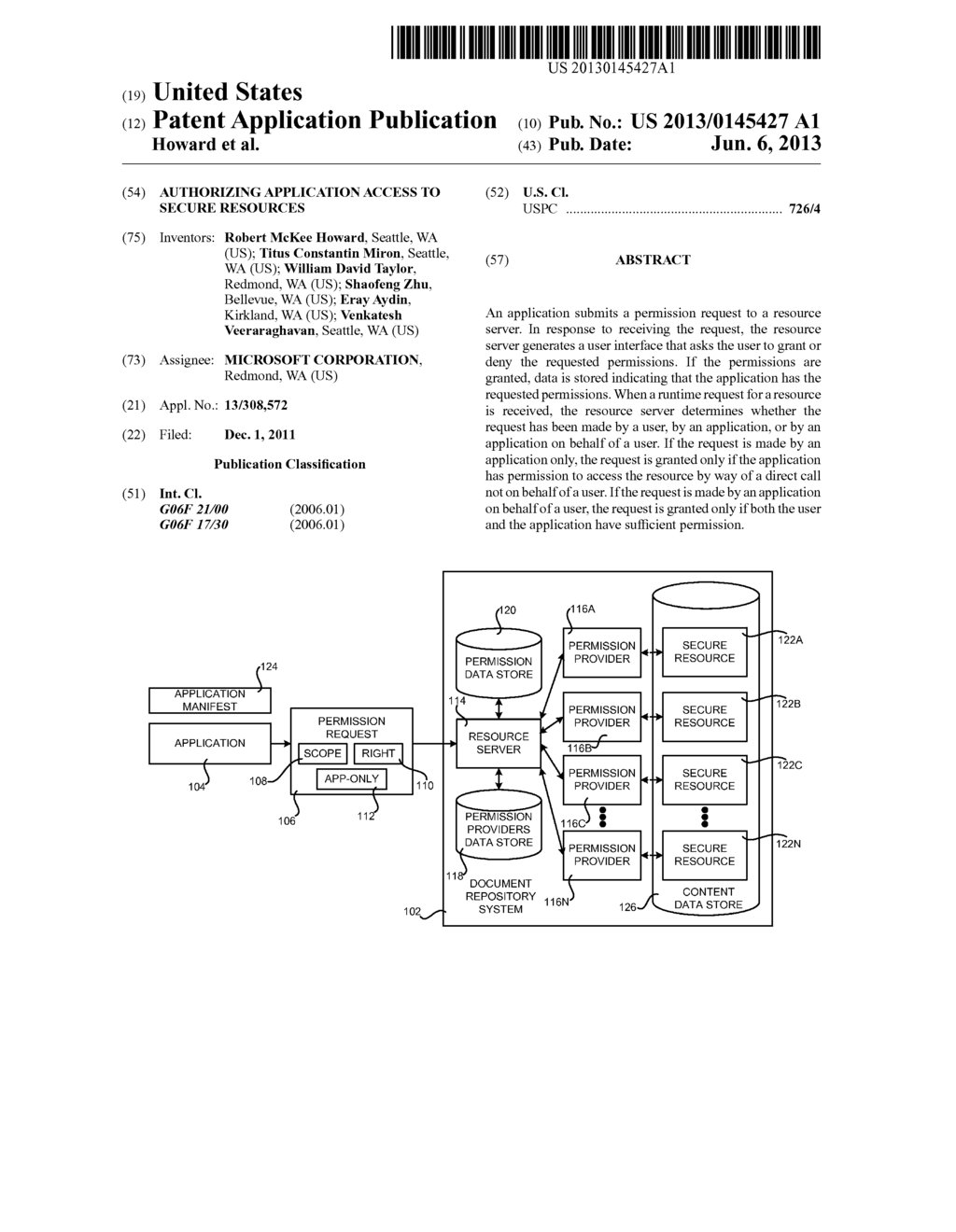 AUTHORIZING APPLICATION ACCESS TO SECURE RESOURCES - diagram, schematic, and image 01