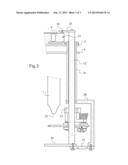 Device for filling containers by weight, the device being fitted with an     anti-vibration member diagram and image