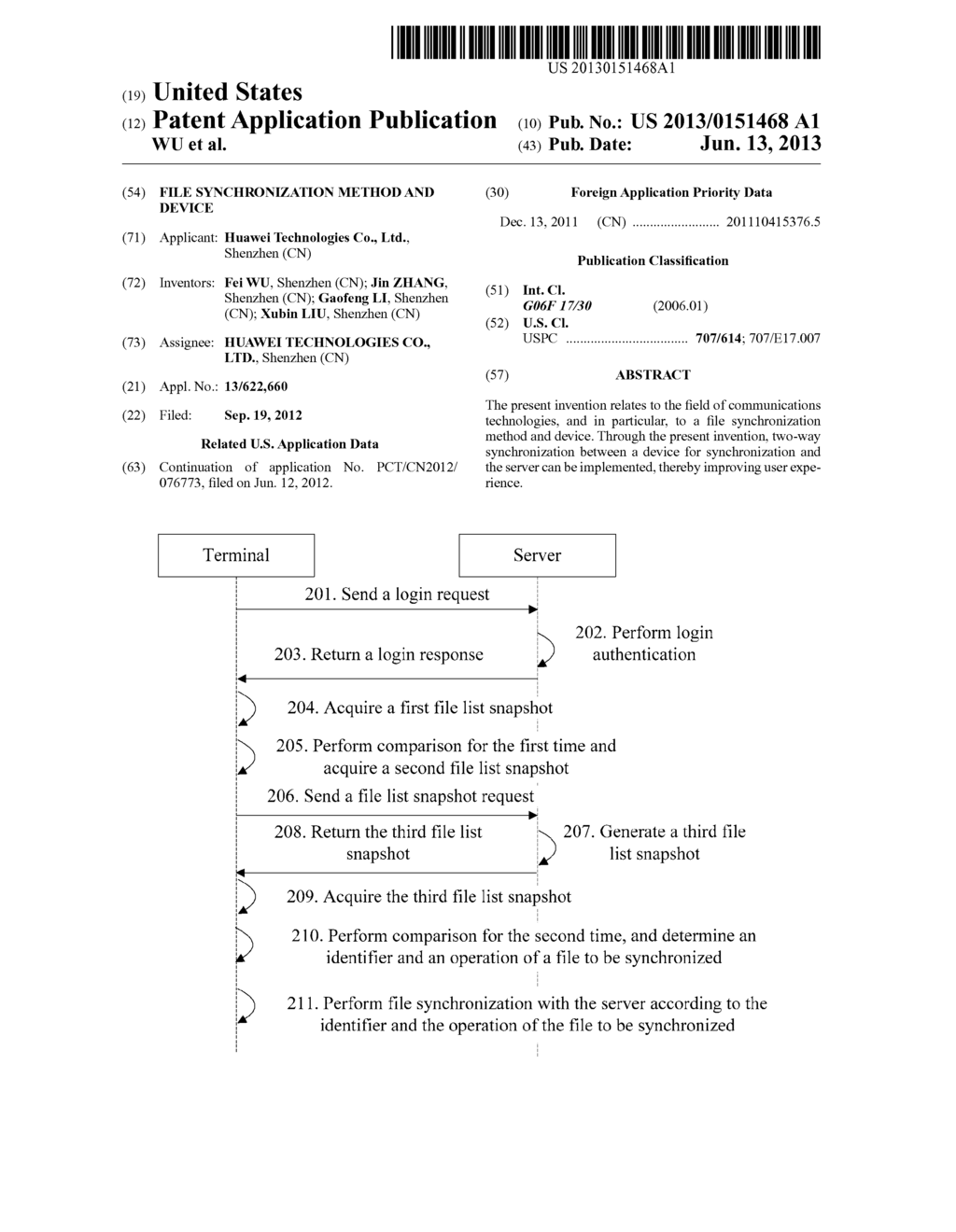 FILE SYNCHRONIZATION METHOD AND DEVICE - diagram, schematic, and image 01