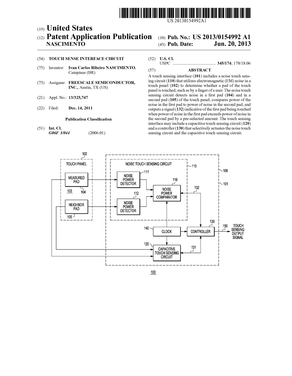 TOUCH SENSE INTERFACE CIRCUIT - diagram, schematic, and image 01