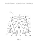 SHIRTS AND SHORTS HAVING ELASTIC AND NON-STRETCH PORTIONS AND BANDS TO     PROVIDE HIP AND POSTURE SUPPORT diagram and image