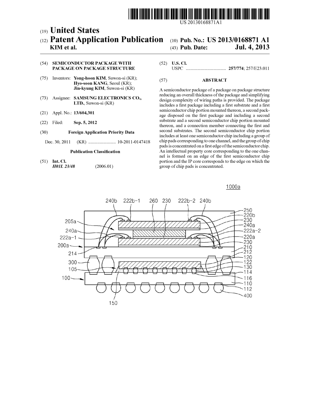 SEMICONDUCTOR PACKAGE WITH PACKAGE ON PACKAGE STRUCTURE - diagram, schematic, and image 01