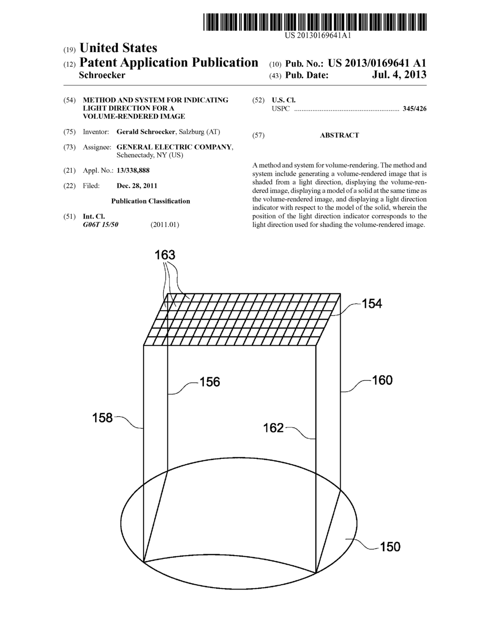 METHOD AND SYSTEM FOR INDICATING LIGHT DIRECTION FOR A VOLUME-RENDERED     IMAGE - diagram, schematic, and image 01