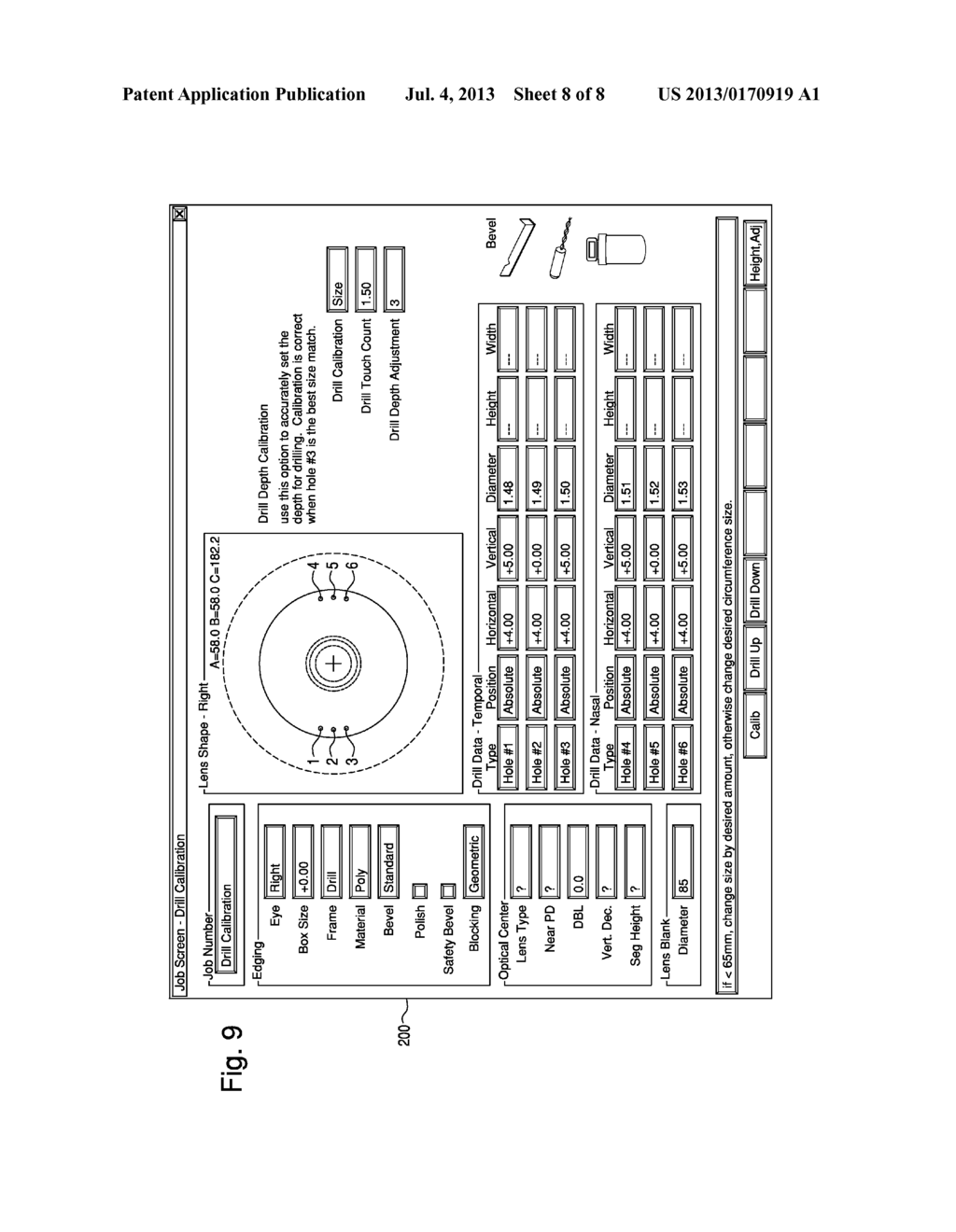 METHOD OF CALIBRATING AN OPHTHALMIC PROCESSING DEVICE, MACHINE PROGRAMMED     THEREFOR, AND COMPUTER PROGRAM - diagram, schematic, and image 09