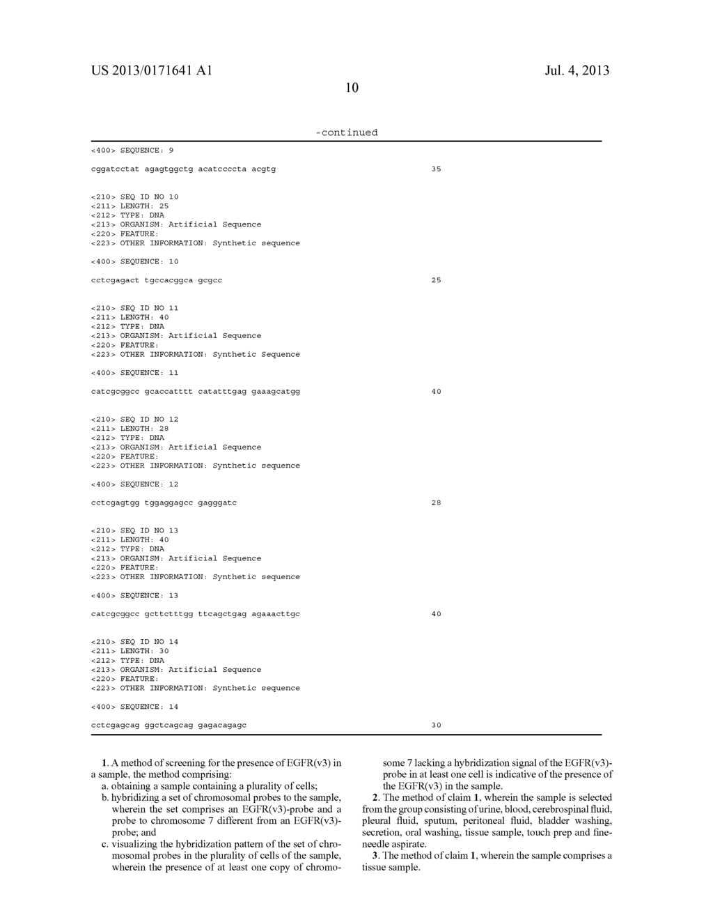 METHOD AND COMPOSITIONS FOR DETECTING EPIDERMAL GROWTH FACTOR RECEPTOR     VARIANT FORMS IN CANCER CELLS - diagram, schematic, and image 12