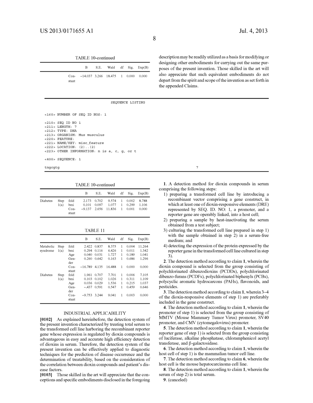 NOVEL BIOLOGICAL DETECTION METHOD FOR DIOXINS IN SERUM, AND A DIAGNOSTIC     USE THEREFOR IN METABOLIC SYNDROME AND RELATED CONDITIONS - diagram, schematic, and image 20