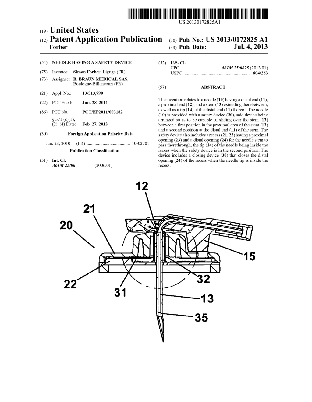 Needle having a safety device - diagram, schematic, and image 01