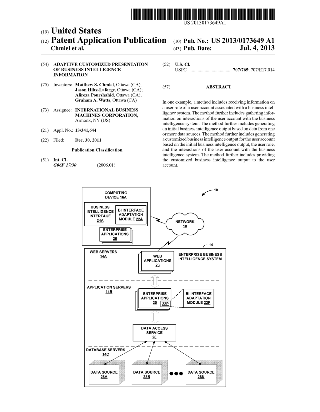 ADAPTIVE CUSTOMIZED PRESENTATION OF BUSINESS INTELLIGENCE INFORMATION - diagram, schematic, and image 01