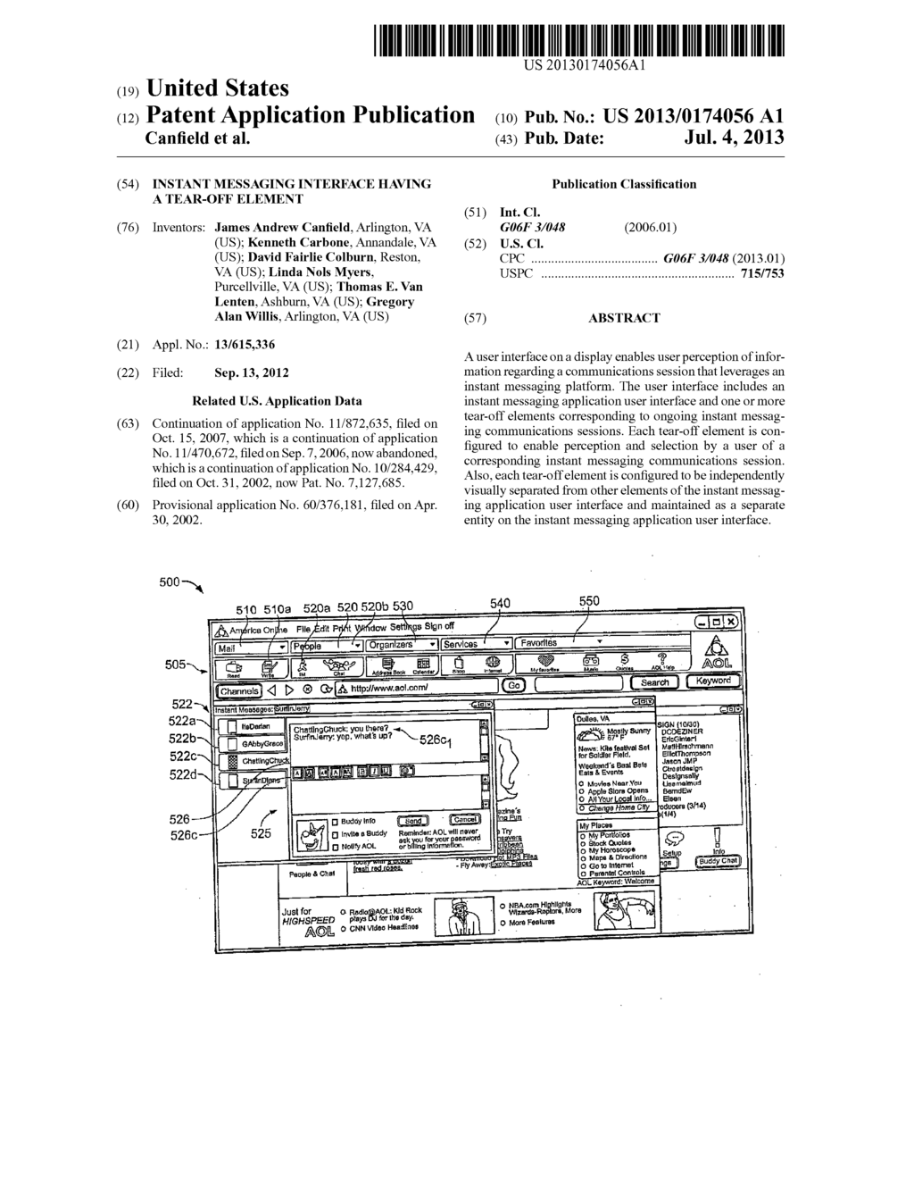 Instant Messaging Interface Having a Tear-Off Element - diagram, schematic, and image 01