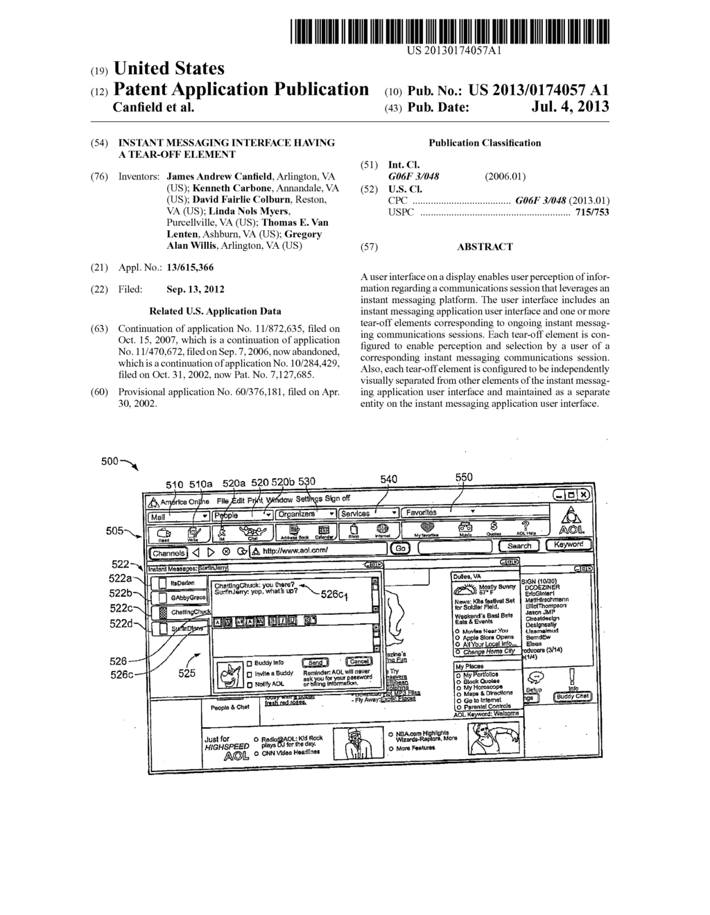 Instant Messaging Interface Having a Tear-Off Element - diagram, schematic, and image 01