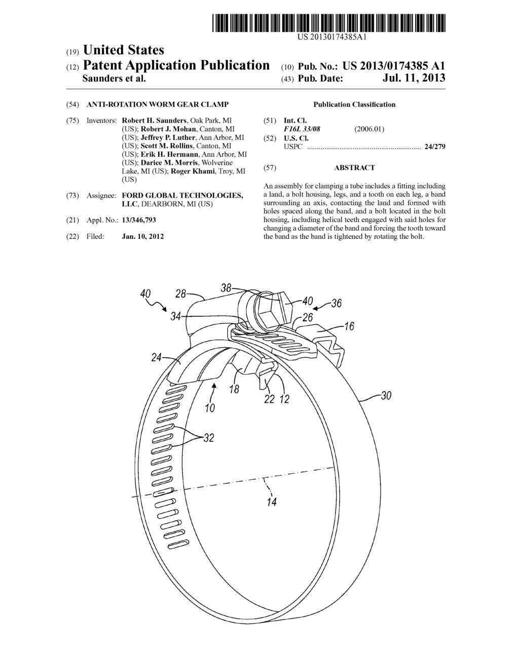 Anti-Rotation Worm Gear Clamp - diagram, schematic, and image 01