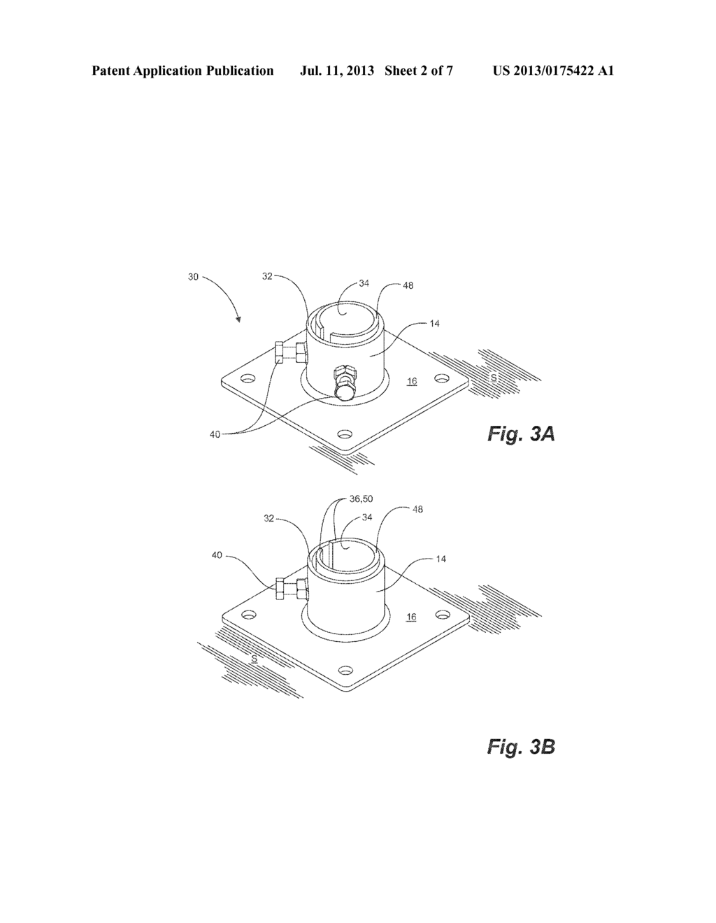 BASE FOR SUPPORT OF A REMOVABLE POST - diagram, schematic, and image 03