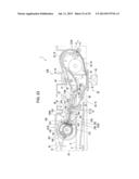 TRANSPORTED MATERIAL TRANSPORTING DEVICE AND IMAGE PROCESSING APPARATUS diagram and image