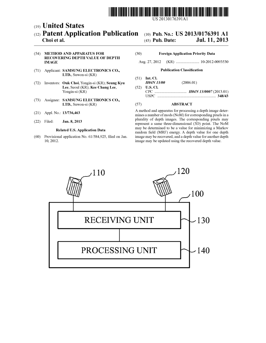 METHOD AND APPARATUS FOR RECOVERING DEPTH VALUE OF DEPTH IMAGE - diagram, schematic, and image 01