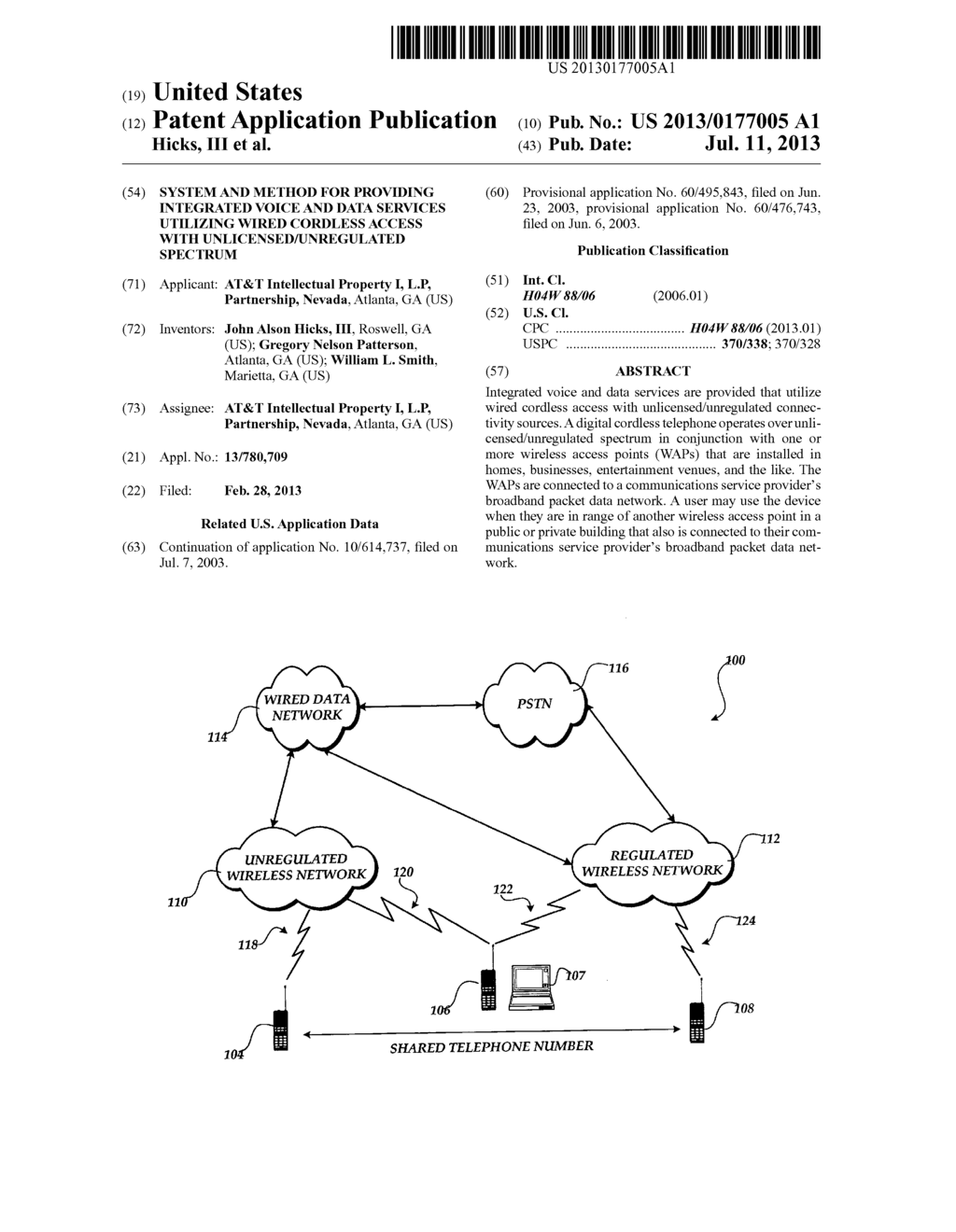 System and Method For Providing Integrated Voice And Data Services     Utilizing Wired Cordless Access With Unlicensed/Unregulated Spectrum - diagram, schematic, and image 01