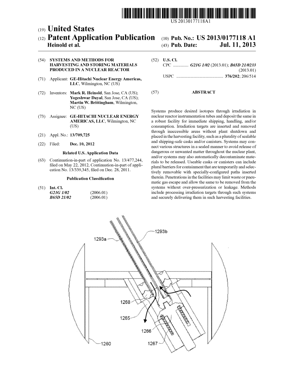 SYSTEMS AND METHODS FOR HARVESTING AND STORING MATERIALS PRODUCED IN A     NUCLEAR REACTOR - diagram, schematic, and image 01