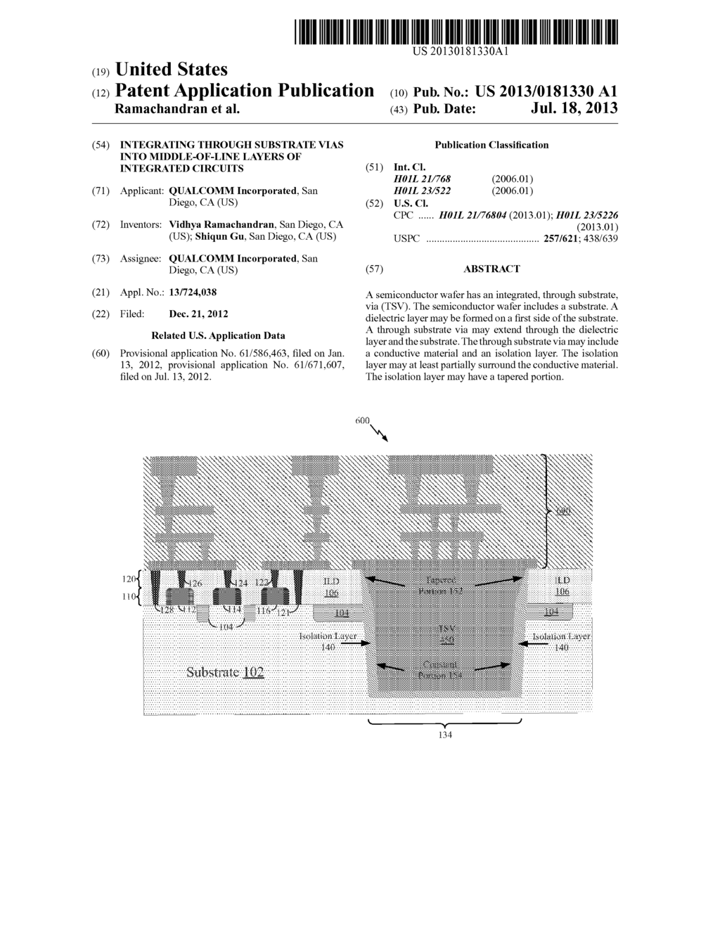 INTEGRATING THROUGH SUBSTRATE VIAS INTO MIDDLE-OF-LINE LAYERS OF     INTEGRATED CIRCUITS - diagram, schematic, and image 01