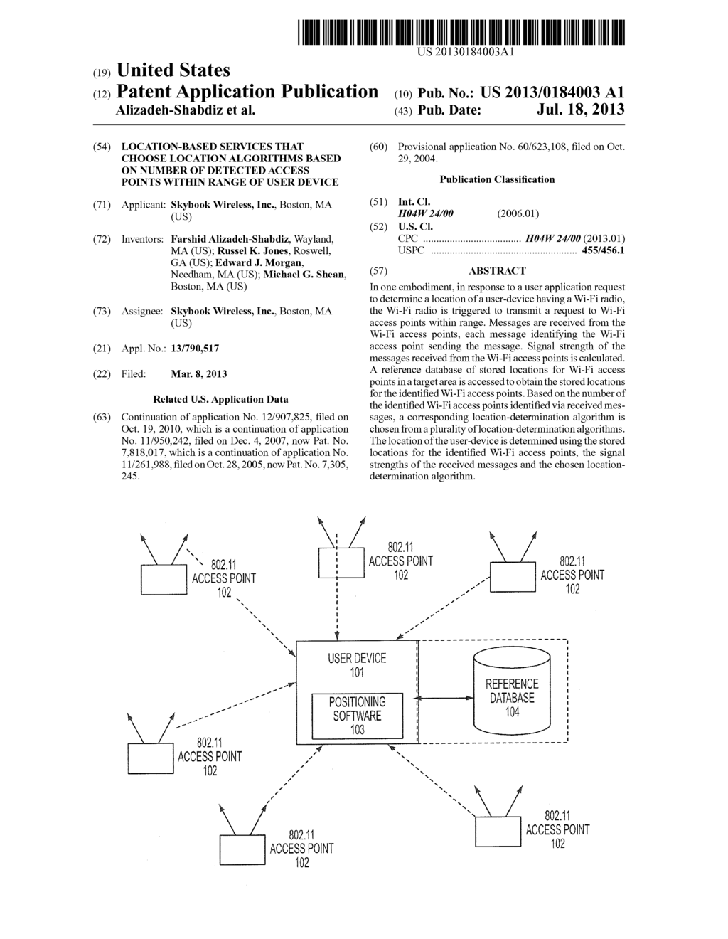 LOCATION-BASED SERVICES THAT CHOOSE LOCATION ALGORITHMS BASED ON NUMBER OF     DETECTED ACCESS POINTS WITHIN RANGE OF USER DEVICE - diagram, schematic, and image 01